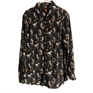 Simon Banks Halloween skeleton button front shirt‎